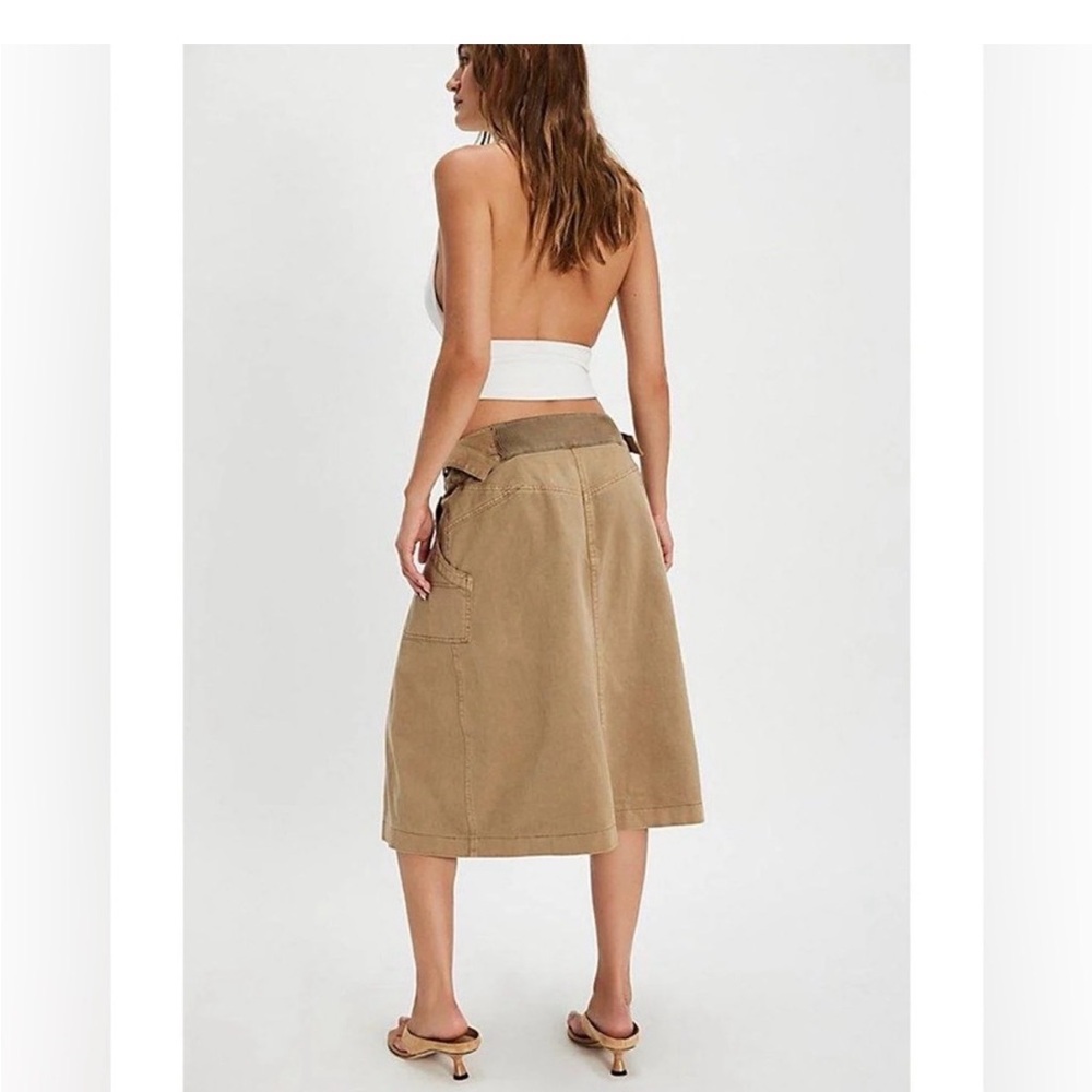 Free People Tan Midi Skirt